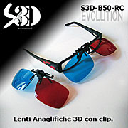 occhiali clip anaglifici 3d plastica S3D-B50-RC PRO2 anaglifi rosso ciano cinema scenes stampa personalizzabile